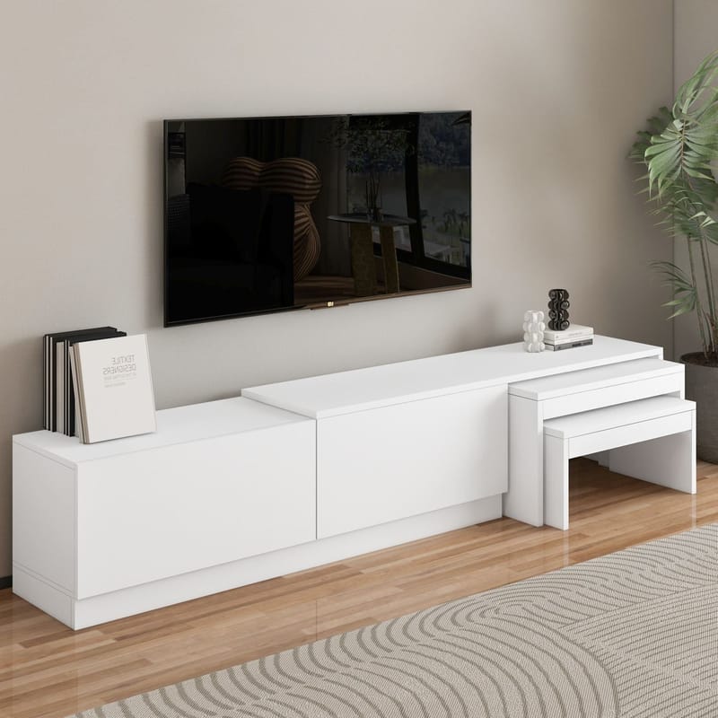 Zalven TV-benk 180x36x30 cm - hvit - Møbler - Mediamøbel & tv møbel - TV-benk & mediabenk