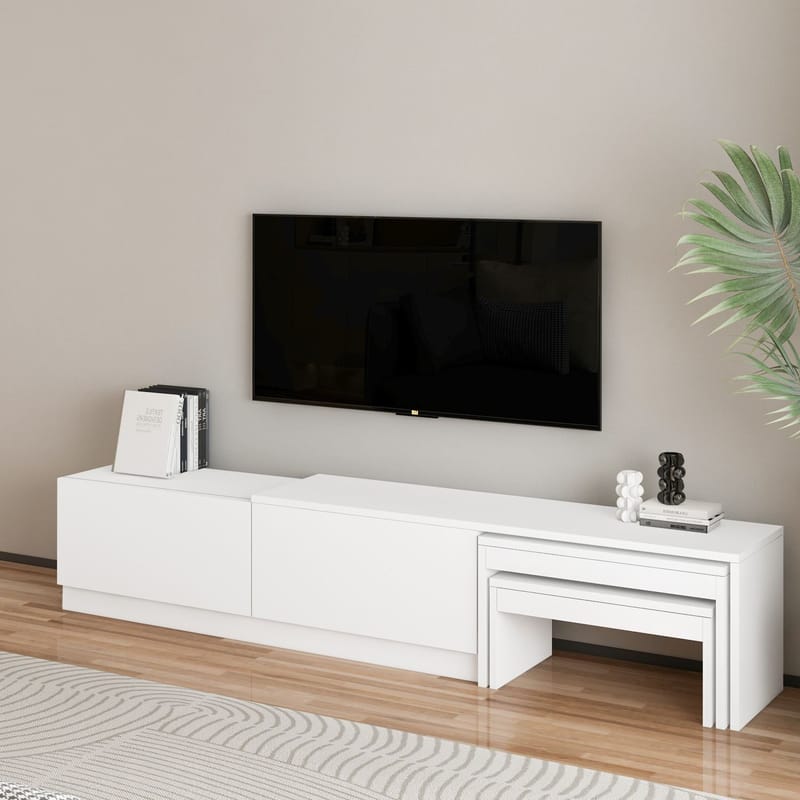 Zalven TV-benk 180x36x30 cm - hvit - Møbler - Mediamøbel & tv møbel - TV-benk & mediabenk