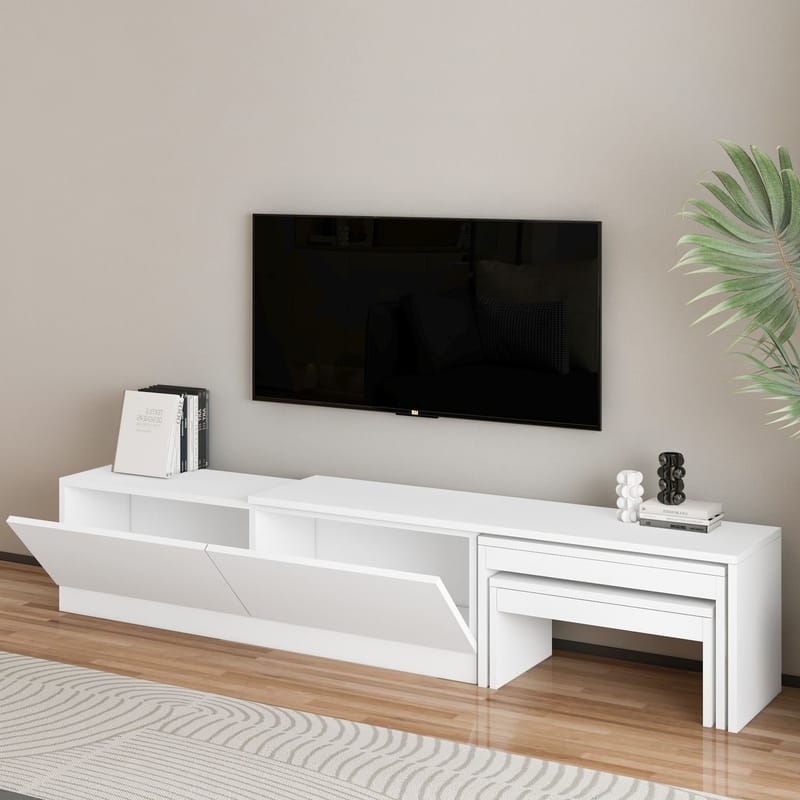 Zalven TV-benk 180x36x30 cm - hvit - Møbler - Mediamøbel & tv møbel - TV-benk & mediabenk
