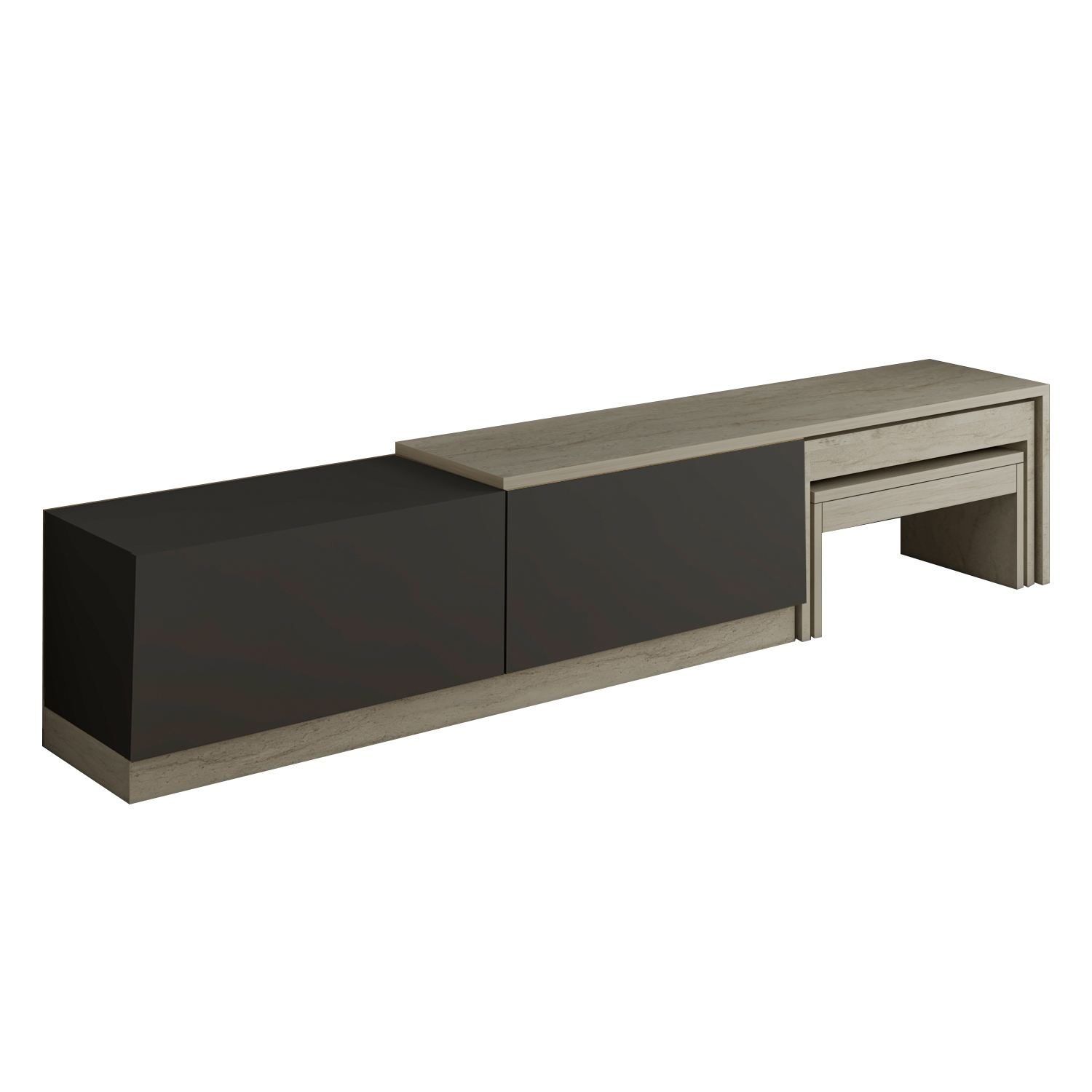 Zalven TV-benk 180x36x30 cm - Travertin/Antrasitt