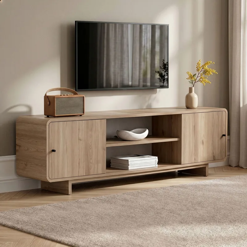 Zavio TV-benk med Oppbevaring 180x52x34 cm - Eik - Møbler - Mediamøbel & tv møbel - TV-benk & mediabenk