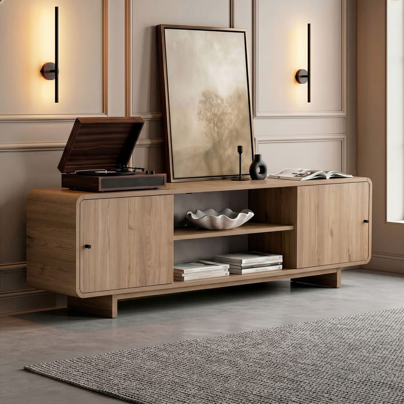 Zavio TV-benk med Oppbevaring 180x52x34 cm - Eik - Møbler - Mediamøbel & tv møbel - TV-benk & mediabenk