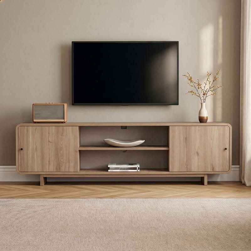 Zavio TV-benk med Oppbevaring 180x52x34 cm - Eik - Møbler - Mediamøbel & tv møbel - TV-benk & mediabenk