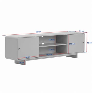 Zavio TV-benk med Oppbevaring 180x52x34 cm - Valnøtt - Møbler - Mediamøbel & tv møbel - TV-benk & mediabenk