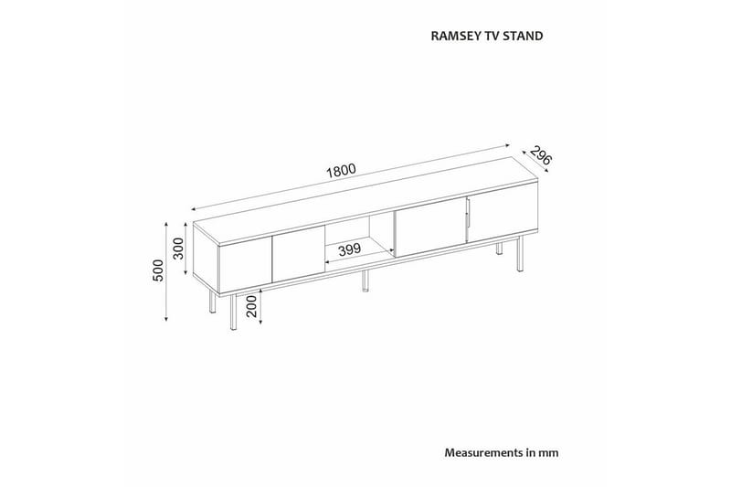 Zeiran TV-benk 180 cm - Hvit - Møbler - Mediamøbel & tv møbel - TV-benk & mediabenk