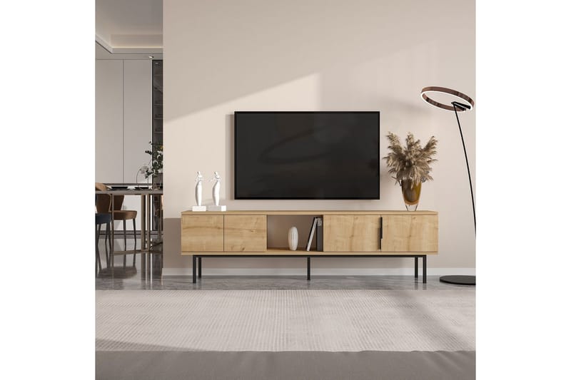 Zeiran TV-benk 180 cm - Mellomfarget tre - Møbler - Mediamøbel & tv møbel - TV-benk & mediabenk