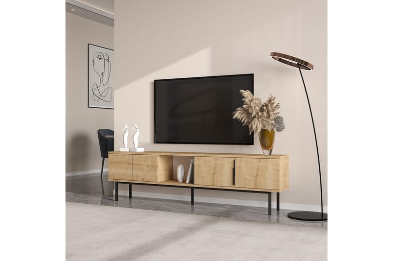 Zeiran TV-benk 180 cm - Mellomfarget tre - Møbler - Mediamøbel & tv møbel - TV-benk & mediabenk