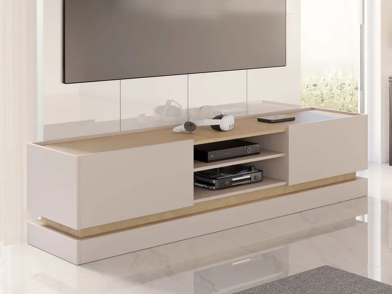 Zelric TV-benk 200 cm - Beige - Møbler - Mediamøbel & tv møbel - TV-benk & mediabenk