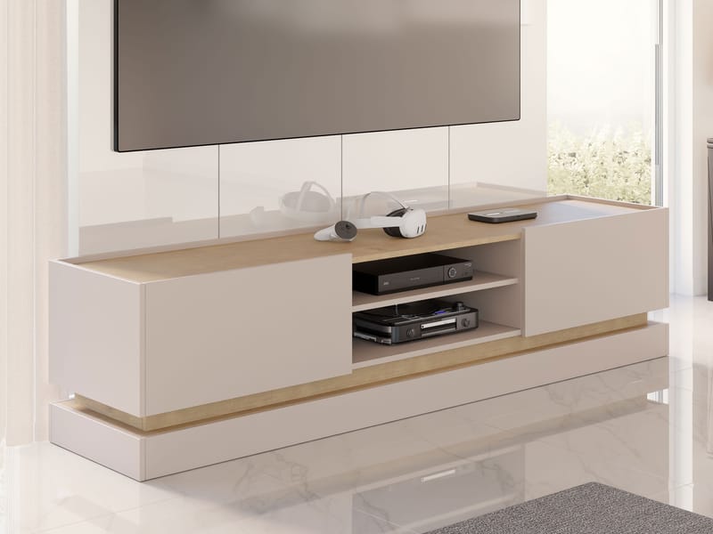 Zelric TV-benk 200 cm - Beige - Møbler - Mediamøbel & tv møbel - TV-benk & mediabenk