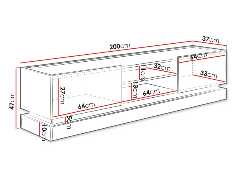Zelric TV-benk 200 cm - Svart - Møbler - Mediamøbel & tv møbel - TV-benk & mediabenk