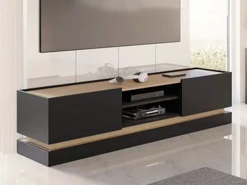 Zelric TV-benk 200 cm - Svart - Møbler - Mediamøbel & tv møbel - TV-benk & mediabenk