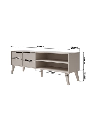 Zelto Gulvstående TV-benk 160 cm med Oppbevaring i Malt Tre - Beige - Møbler - Mediamøbel & tv møbel - TV-benk & mediabenk