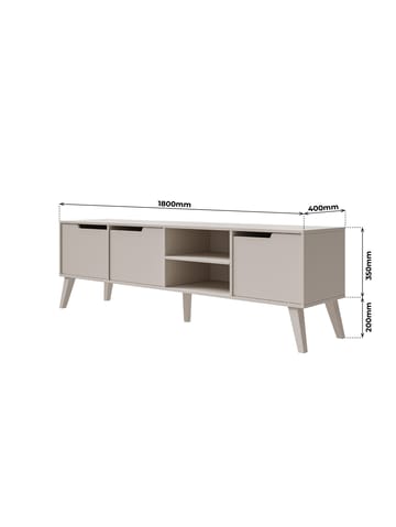 Zelto Gulvstående TV-benk 180 cm med Oppbevaring i Malt Tre - Beige - Møbler - Mediamøbel & tv møbel - TV-benk & mediabenk