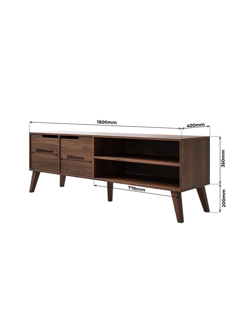 Zelto TV-benk 160 cm - Warmia valnøtt - Møbler - Mediamøbel & tv møbel - TV-benk & mediabenk