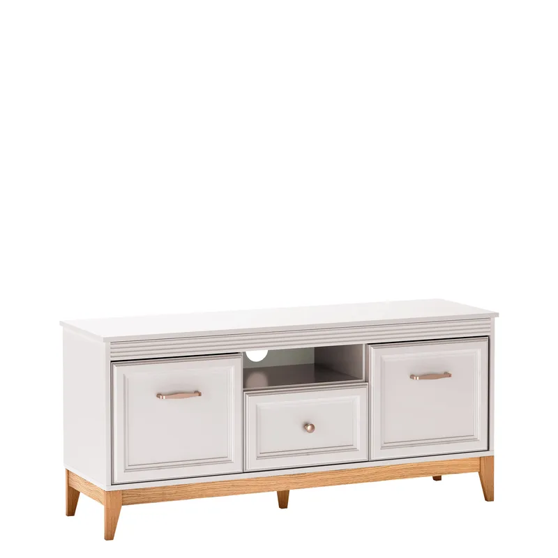 Zeylor Gulvstående TV-benk 136 cm med Oppbevaring i Eik, Beige