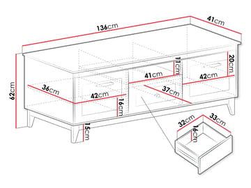 Zeylor Gulvstående TV-benk 136 cm med Oppbevaring i Eik - Beige - Møbler - Mediamøbel & tv møbel - TV-benk & mediabenk