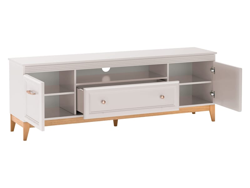 Zeylor Gulvstående TV-benk 179 cm med Oppbevaring i Malt Tre - Beige - Møbler - Mediamøbel & tv møbel - TV-benk & mediabenk