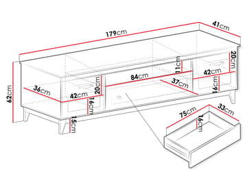 Zeylor Gulvstående TV-benk 179 cm med Oppbevaring i Malt Tre - Beige - Møbler - Mediamøbel & tv møbel - TV-benk & mediabenk