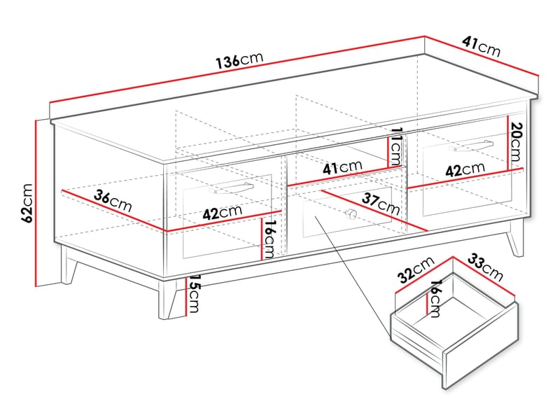 Zeylor TV-benk 136 cm - Møbler - Mediamøbel & tv møbel - TV-skap