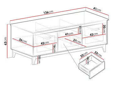 Zeylor TV-benk 136 cm - Møbler - Mediamøbel & tv møbel - TV-benk & mediabenk