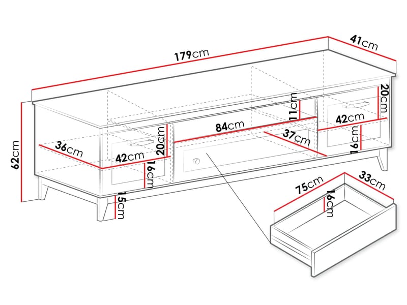Zeylor TV-benk 179 cm - Møbler - Mediamøbel & tv møbel - TV-skap
