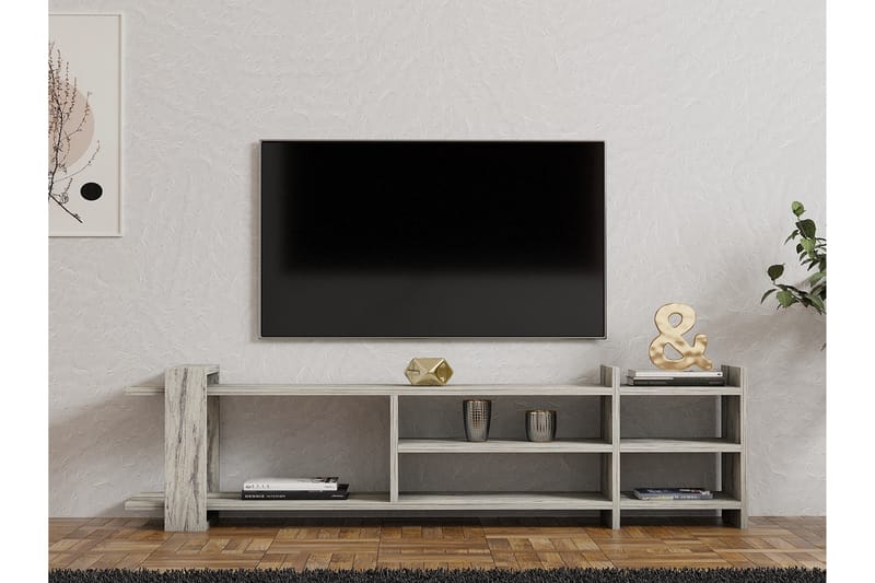 Zeyna TV-benk 156 cm - Hvit Marmor - Møbler - Mediamøbel & tv møbel - TV-benk & mediabenk
