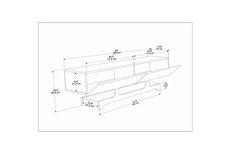 Zira TV-benk 160 cm - Hvit - Møbler - Mediamøbel & tv møbel - TV-benk & mediabenk