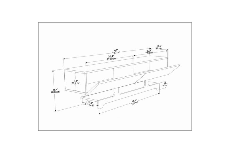 Zira TV-benk 160 cm - Rød - Møbler - Mediamøbel & tv møbel - TV-benk & mediabenk
