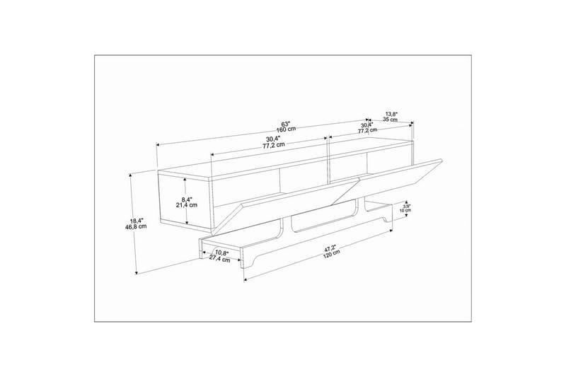 Zira TV-benk 160 cm - Valnøtt - Møbler - Mediamøbel & tv møbel - TV-benk & mediabenk