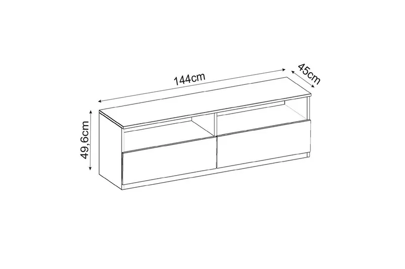 Zylen TV-benk 144 cm - Hvit/Natur - Møbler - Mediamøbel & tv møbel - TV-benk & mediabenk