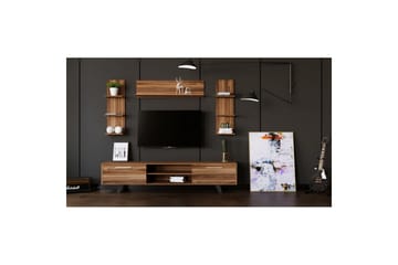 Zyrosen Gulvstående TV-benk 180 cm med Oppbevaring i Lyst Tre - Brun - Møbler - Mediamøbel & tv møbel - TV-benk & mediabenk