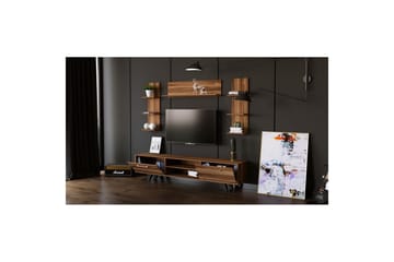 Zyrosen Gulvstående TV-benk 180 cm med Oppbevaring i Lyst Tre - Brun - Møbler - Mediamøbel & tv møbel - TV-benk & mediabenk