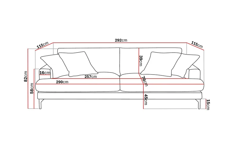 Menard Premium 5-personers Dyb Sofa i Chenille - Grå/Blå - Møbler - Sofaer