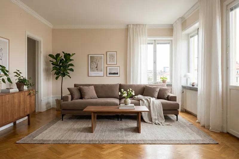Menard Premium 5-seters dyp sofa i stoff - Brun - Møbler - Sofaer