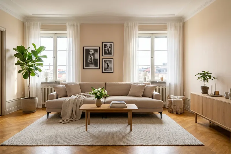 Menard Premium 5-seters dyp sofa i stoff - Beige - Møbler - Sofaer