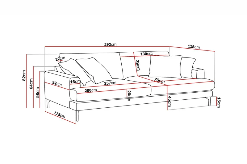Menard Premium 5-personers Dyb Sofa i Chenille - Brun - Møbler - Sofaer