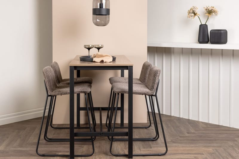Rektangulär matgrupp Venture Home Mörkgrå Valnöt 4st, Mørkegrå, valnøtt