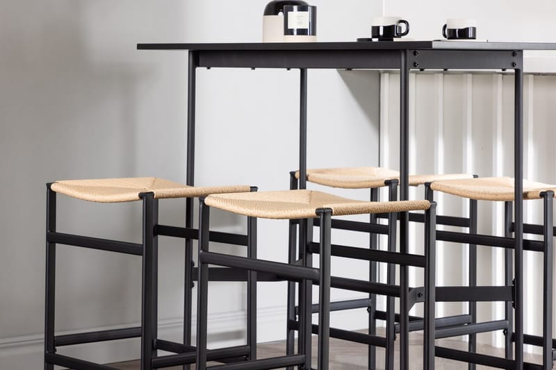 Rektangulär matgrupp Venture Home Natur Svart 4st - Møbler - Bord