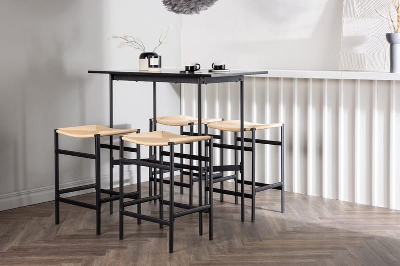 Rektangulär matgrupp Venture Home Natur Svart 4st