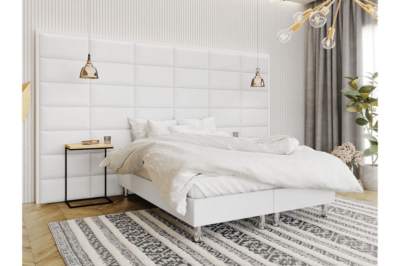Adeliza Kontinentalseng 140x200 cm+Panel 60 cm - Hvit - Komplett sengepakke