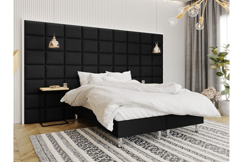 Adeliza Kontinentalseng 160x200 cm+Panel 40 cm - Svart - Komplett sengepakke