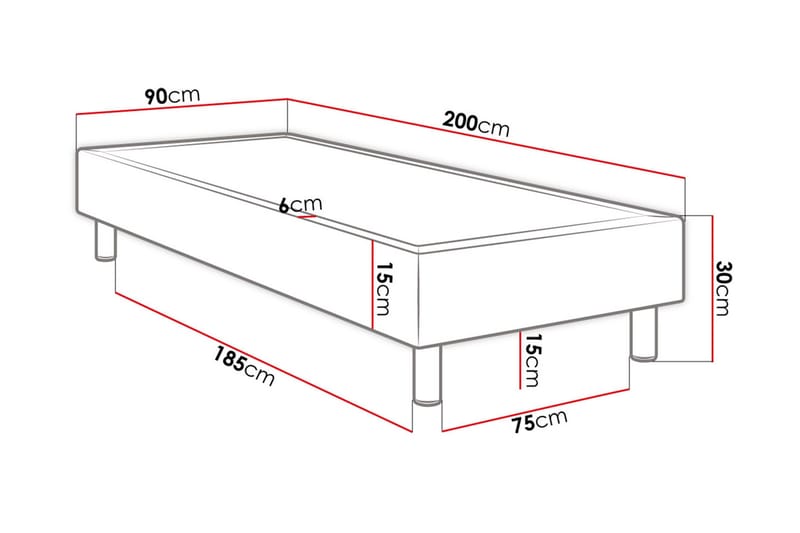 Adeliza kontinentalseng 90x200 cm - Hvit - Møbler - Senger - Komplett sengepakke