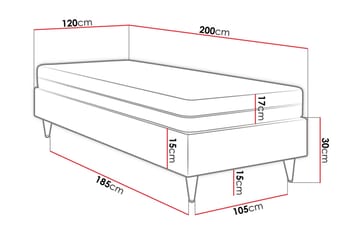 Adeliza Rammeseng 120x200 cm - Kunstlær/Hvit/Tre/Metall - Møbler - Senger - Rammeseng