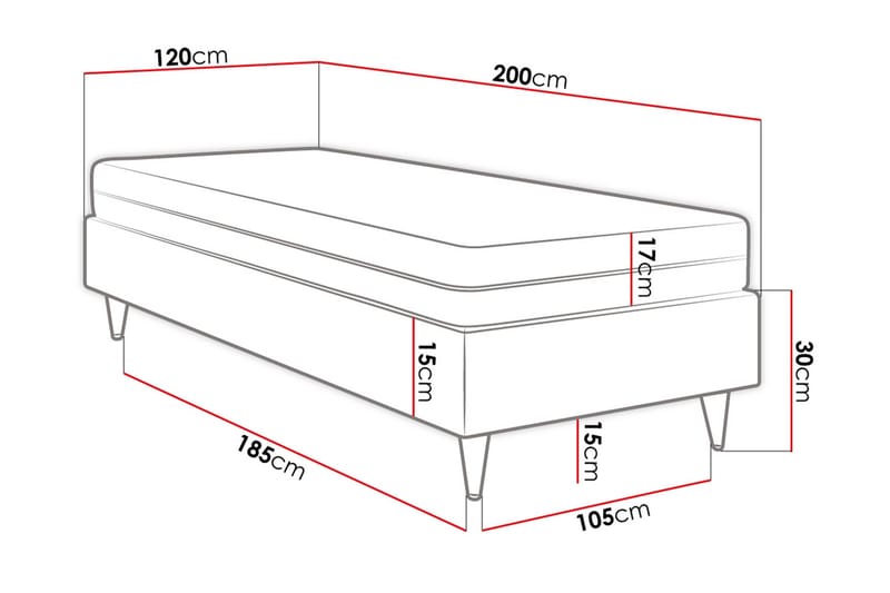 Adeliza Rammeseng 120x200 cm - Kunstlær/Hvit/Tre/Metall - Møbler - Senger - Rammeseng