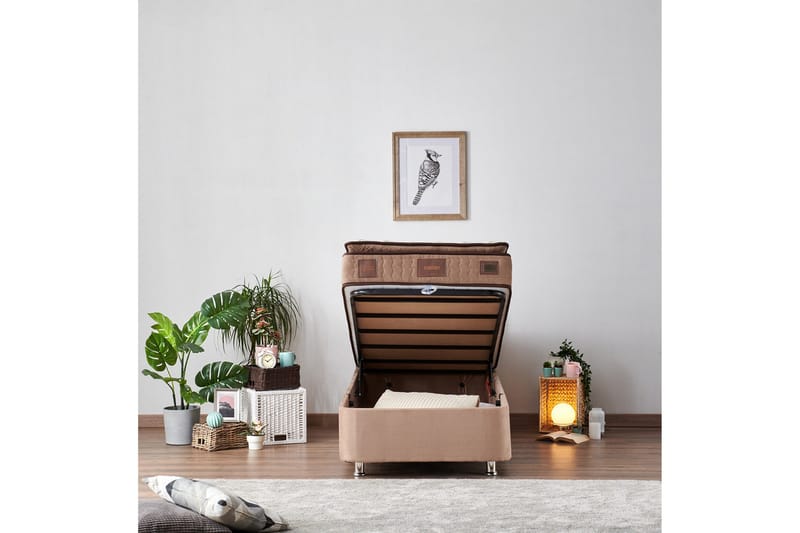 Adilen Kontinentalseng 90x200 cm - Lysebrun - Møbler - Senger - Komplett sengepakke