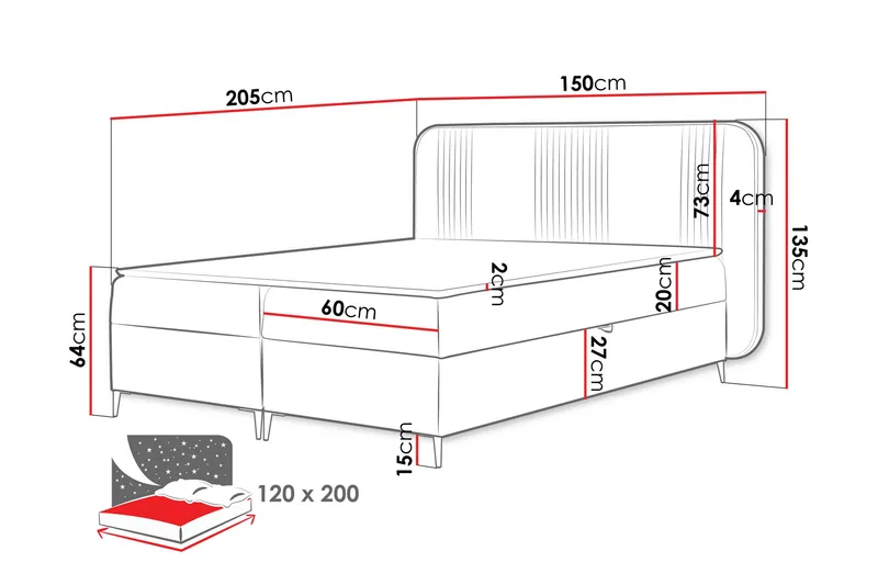 Alani Sengpakke Kontinentalseng 120x200 cm - Svart - Møbler - Senger - Komplett sengepakke