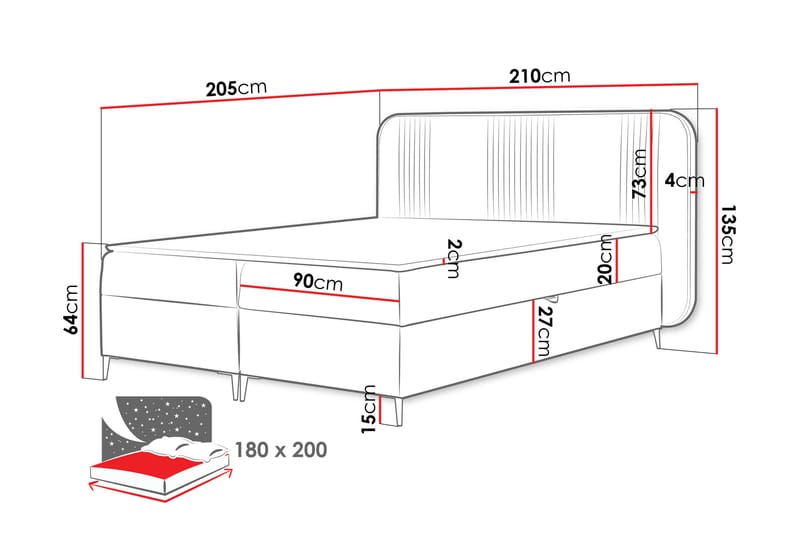Alani Sengpakke Kontinentalseng 180x200 cm - Grå - Møbler - Senger - Komplett sengepakke