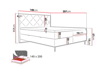 Alasia Sengpakke Kontinentalseng 140x200 cm - Brun - Møbler - Senger - Komplett sengepakke