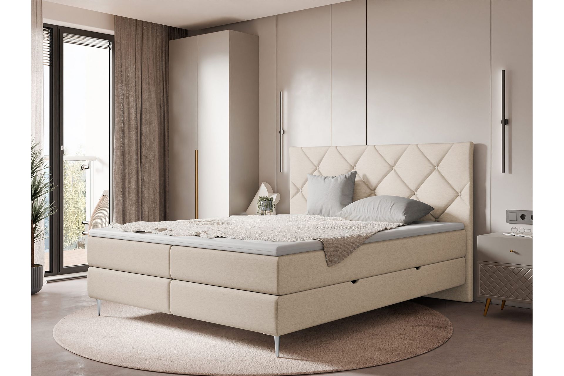 Alasia Sengpakke Kontinentalseng 160x200 cm - Beige - Møbler - Senger - Komplett sengepakke