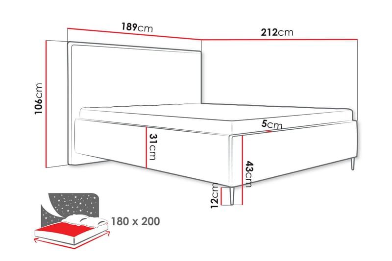 Alaudin Sengeramme 180x200 cm - Rosa - Møbler - Senger - Sengeramme & sengestamme